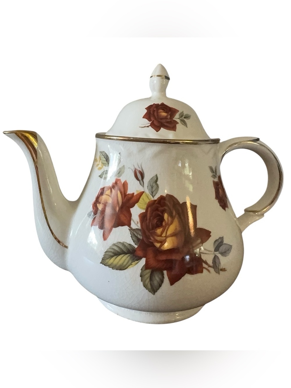 Vintage Arthur Wood Teapot England Rose Floral Display Piece